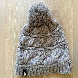 The North Face Gray Knit Beanie with Pom-Pom